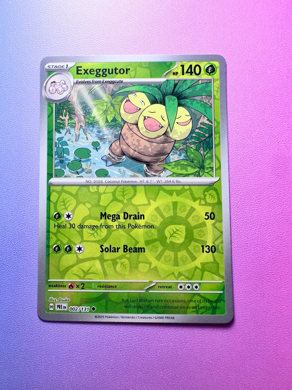exeggutor [reverse holo] - 002/131 (uncommon) — pokémon: prismatic evolutions